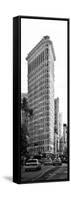 Vertical Panoramic of Flatiron Building and 5th Ave, Black and White Photography, Manhattan, NYC-Philippe Hugonnard-Framed Stretched Canvas