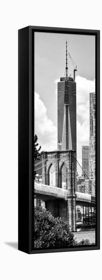 Vertical Panoramic View of Brooklyn Bridge View and One World Trade Center, Manhattan, NYC-Philippe Hugonnard-Framed Stretched Canvas