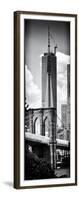 Vertical Panoramic View of Brooklyn Bridge View and One World Trade Center, Manhattan, NYC-Philippe Hugonnard-Framed Art Print