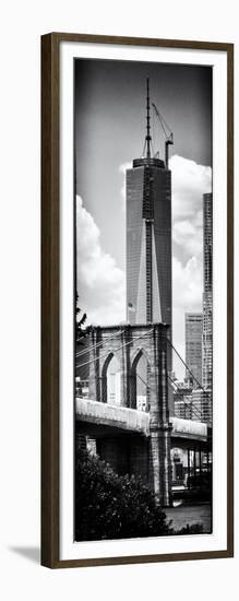 Vertical Panoramic View of Brooklyn Bridge View and One World Trade Center, Manhattan, NYC-Philippe Hugonnard-Framed Art Print