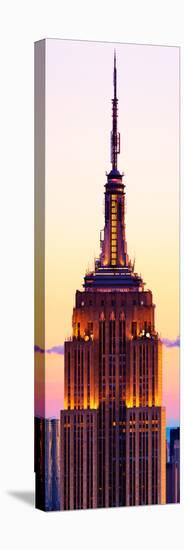 Vertical Panoramic View, Top of Empire State Building at Pink Sunset, Manhattan, New York, US-Philippe Hugonnard-Stretched Canvas