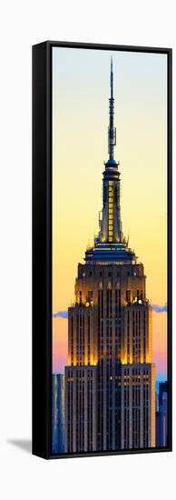 Vertical Panoramic View, Top of Empire State Building at Sunset, Manhattan, New York, US-Philippe Hugonnard-Framed Stretched Canvas