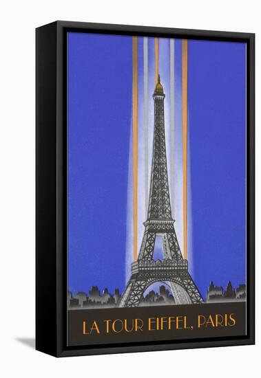 Vertically Lit Eiffel Tower-null-Framed Stretched Canvas