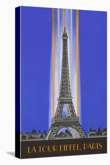 Vertically Lit Eiffel Tower-null-Stretched Canvas