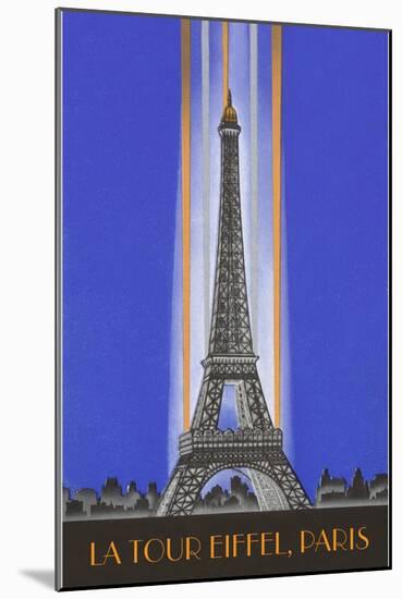 Vertically Lit Eiffel Tower-null-Mounted Art Print