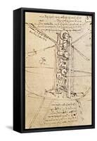 Vertically Standing Bird's-Winged Flying Machine, Fol. 80R from Paris Manuscript B, 1488-90-Leonardo da Vinci-Framed Stretched Canvas