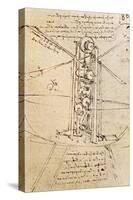 Vertically Standing Bird's-Winged Flying Machine, Fol. 80R from Paris Manuscript B, 1488-90-Leonardo da Vinci-Stretched Canvas