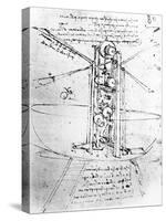 Vertically Standing Bird's-winged Flying Machine, from Paris Manuscript B, 1488-90-Leonardo da Vinci-Stretched Canvas