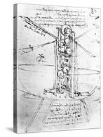 Vertically Standing Bird's-winged Flying Machine, from Paris Manuscript B, 1488-90-Leonardo da Vinci-Stretched Canvas