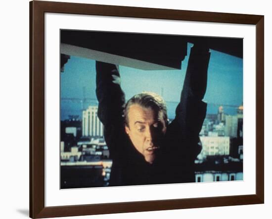 Vertigo, James Stewart, 1958, Hanging From The Building-null-Framed Photo