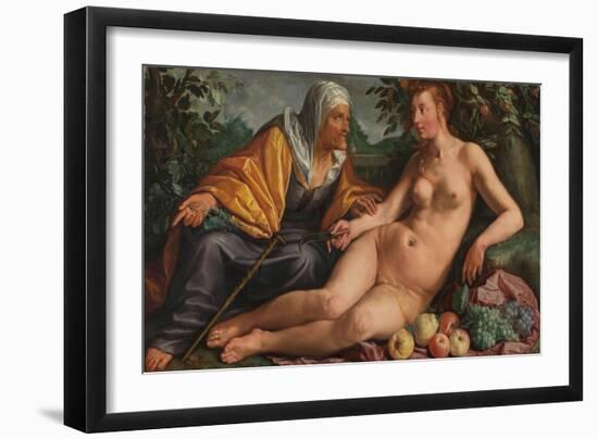 Vertumnus and Pomona, 1613 (Oil on Canvas)-Hendrik Goltzius-Framed Giclee Print