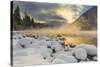 Very cold sunrise over the South Fork of the Flathead River in Hungry Horse, Montana, USA-Chuck Haney-Stretched Canvas