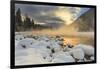 Very cold sunrise over the South Fork of the Flathead River in Hungry Horse, Montana, USA-Chuck Haney-Framed Photographic Print