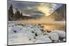 Very cold sunrise over the South Fork of the Flathead River in Hungry Horse, Montana, USA-Chuck Haney-Mounted Photographic Print