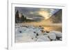 Very cold sunrise over the South Fork of the Flathead River in Hungry Horse, Montana, USA-Chuck Haney-Framed Photographic Print