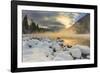 Very cold sunrise over the South Fork of the Flathead River in Hungry Horse, Montana, USA-Chuck Haney-Framed Photographic Print