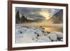 Very cold sunrise over the South Fork of the Flathead River in Hungry Horse, Montana, USA-Chuck Haney-Framed Photographic Print