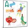 Very Cute Alphabet.A Letter. Ant, Astronaut, Apple, Alligator.-Ovocheva-Mounted Premium Giclee Print