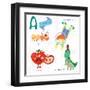 Very Cute Alphabet.A Letter. Ant, Astronaut, Apple, Alligator.-Ovocheva-Framed Art Print