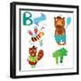 Very Cute Alphabet.B Letter. Bee, Beaver, Bear, Broccoli.-Ovocheva-Framed Premium Giclee Print