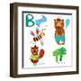 Very Cute Alphabet.B Letter. Bee, Beaver, Bear, Broccoli.-Ovocheva-Framed Art Print
