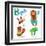 Very Cute Alphabet.B Letter. Bee, Beaver, Bear, Broccoli.-Ovocheva-Framed Art Print