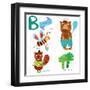 Very Cute Alphabet.B Letter. Bee, Beaver, Bear, Broccoli.-Ovocheva-Framed Art Print