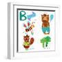 Very Cute Alphabet.B Letter. Bee, Beaver, Bear, Broccoli.-Ovocheva-Framed Art Print