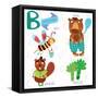 Very Cute Alphabet.B Letter. Bee, Beaver, Bear, Broccoli.-Ovocheva-Framed Stretched Canvas