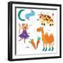 Very Cute Alphabet.C Letter. Cat, Cow, Camel, Carrots. Alphabet-Ovocheva-Framed Premium Giclee Print