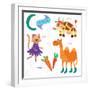 Very Cute Alphabet.C Letter. Cat, Cow, Camel, Carrots. Alphabet-Ovocheva-Framed Premium Giclee Print