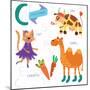 Very Cute Alphabet.C Letter. Cat, Cow, Camel, Carrots. Alphabet-Ovocheva-Mounted Premium Giclee Print