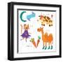 Very Cute Alphabet.C Letter. Cat, Cow, Camel, Carrots. Alphabet-Ovocheva-Framed Art Print