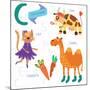 Very Cute Alphabet.C Letter. Cat, Cow, Camel, Carrots. Alphabet-Ovocheva-Mounted Art Print