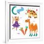 Very Cute Alphabet.C Letter. Cat, Cow, Camel, Carrots. Alphabet-Ovocheva-Framed Art Print