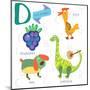 Very Cute Alphabet.D Letter. Dewberry,Duck,Dog,D Inosaur.-Ovocheva-Mounted Art Print