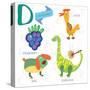 Very Cute Alphabet.D Letter. Dewberry,Duck,Dog,D Inosaur.-Ovocheva-Stretched Canvas