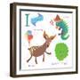 Very Cute Alphabet.I Letter. Iceberg Lettuce, Iguana, Ice Cream, Impala.-Ovocheva-Framed Premium Giclee Print