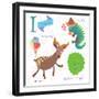 Very Cute Alphabet.I Letter. Iceberg Lettuce, Iguana, Ice Cream, Impala.-Ovocheva-Framed Premium Giclee Print