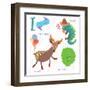 Very Cute Alphabet.I Letter. Iceberg Lettuce, Iguana, Ice Cream, Impala.-Ovocheva-Framed Art Print