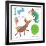 Very Cute Alphabet.I Letter. Iceberg Lettuce, Iguana, Ice Cream, Impala.-Ovocheva-Framed Art Print