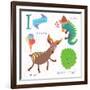 Very Cute Alphabet.I Letter. Iceberg Lettuce, Iguana, Ice Cream, Impala.-Ovocheva-Framed Art Print