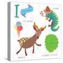 Very Cute Alphabet.I Letter. Iceberg Lettuce, Iguana, Ice Cream, Impala.-Ovocheva-Stretched Canvas