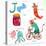 Very Cute Alphabet. J Letter. Jam, Jalapeno, Jellyfish, Jaguar-Ovocheva-Stretched Canvas