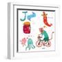 Very Cute Alphabet. J Letter. Jam, Jalapeno, Jellyfish, Jaguar-Ovocheva-Framed Art Print