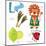 Very Cute Alphabet.L Letter.Leeks, Lion, Ladybug, Lime.-Ovocheva-Mounted Art Print