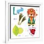 Very Cute Alphabet.L Letter.Leeks, Lion, Ladybug, Lime.-Ovocheva-Framed Art Print