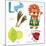 Very Cute Alphabet.L Letter.Leeks, Lion, Ladybug, Lime.-Ovocheva-Mounted Art Print