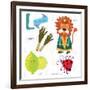 Very Cute Alphabet.L Letter.Leeks, Lion, Ladybug, Lime.-Ovocheva-Framed Art Print