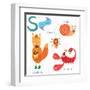 Very Cute Alphabet. S Letter.Squirrel, Scorpion, Spider, Snail.-Ovocheva-Framed Art Print